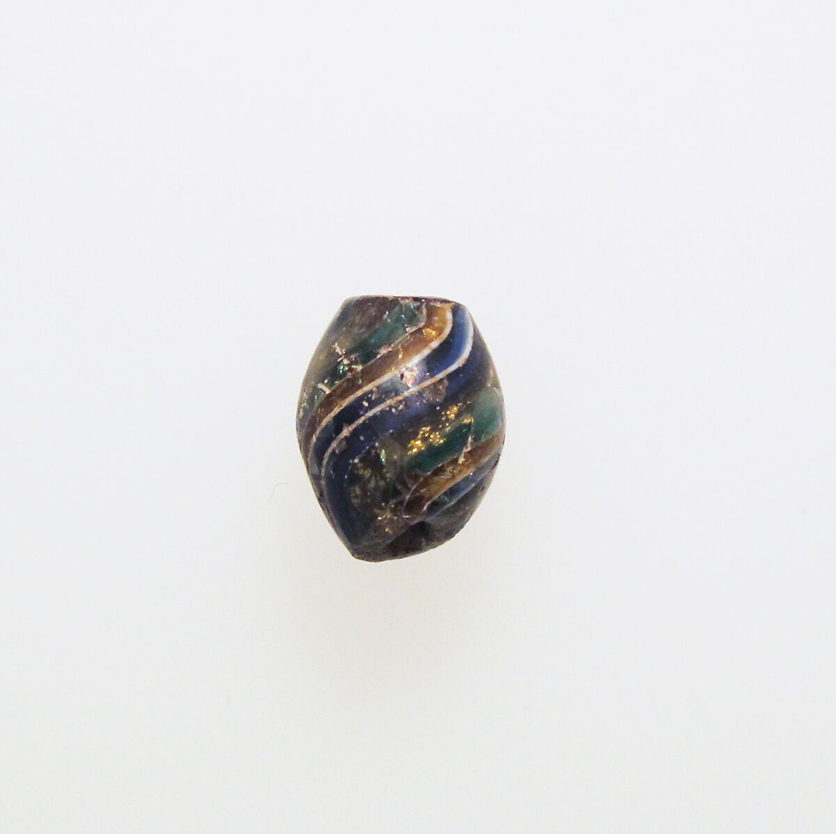 Glass gold-band mosaic bead, Glass, Roman, Egypt, Alexandria 