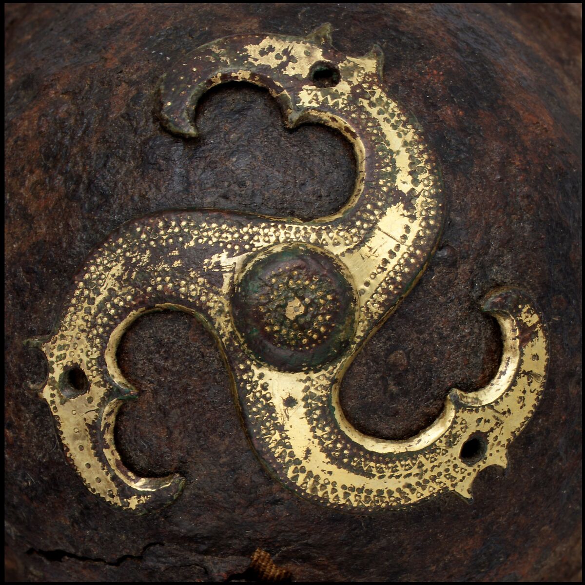 Two Shield Bosses (Umbos), Iron, copper alloy, gold, Western European, Langobardic