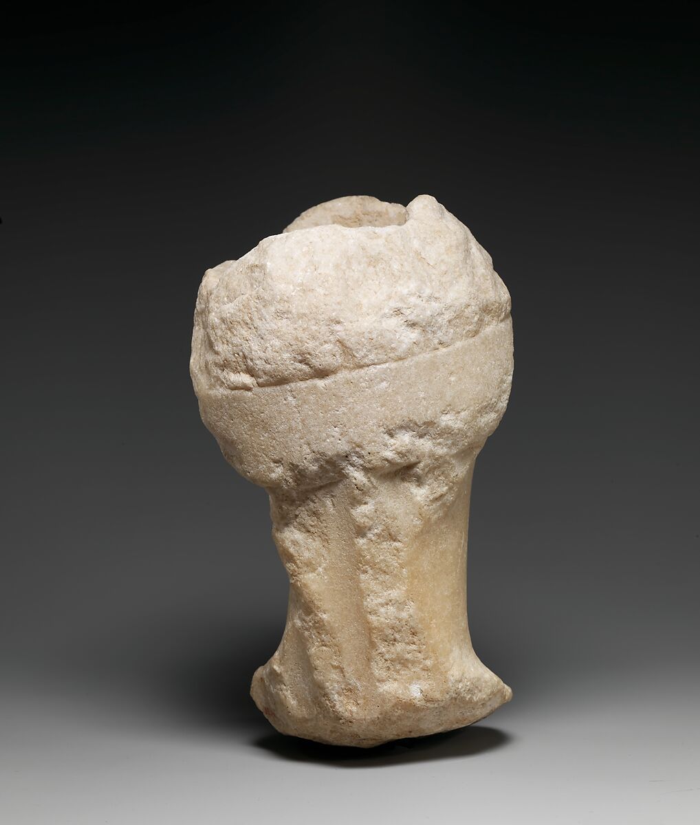 Marble head of a girl from a small statue, Marble, Island, Greek