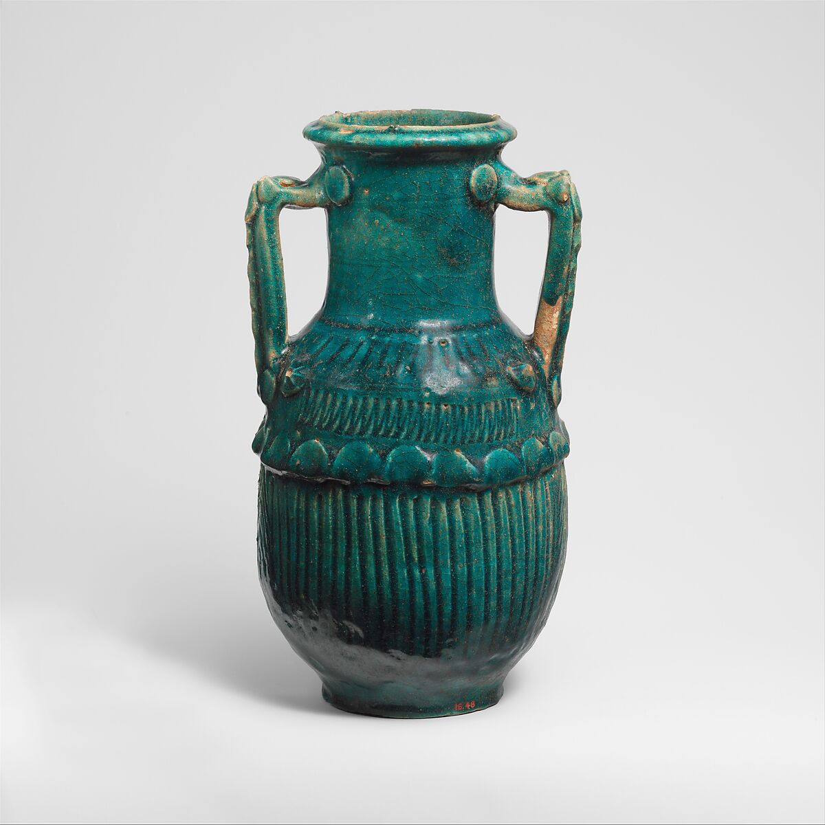 Terracotta amphora (two-handled jar), Terracotta, Roman, Syrian 