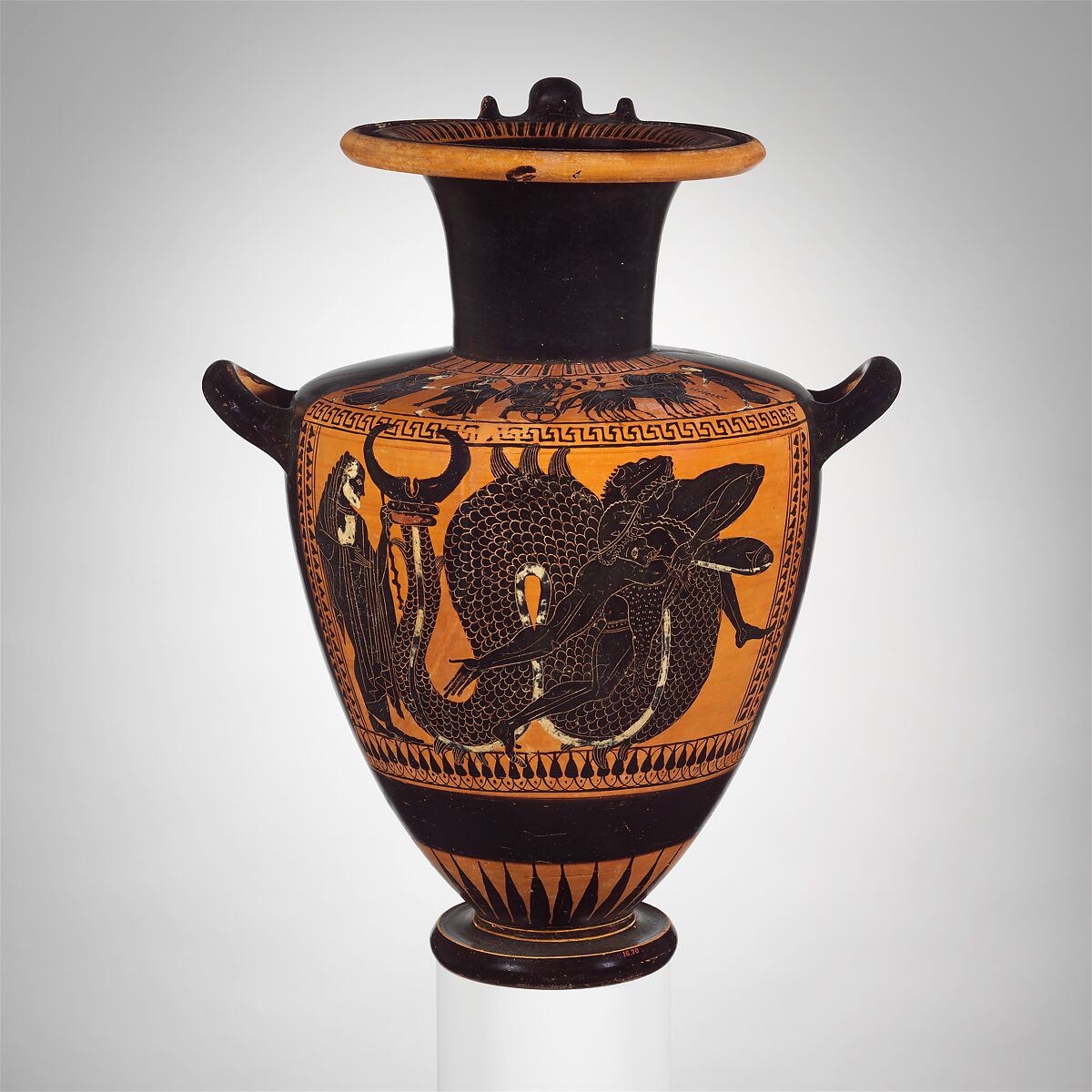 Terracotta hydria (water jar), Terracotta, Greek, Attic 