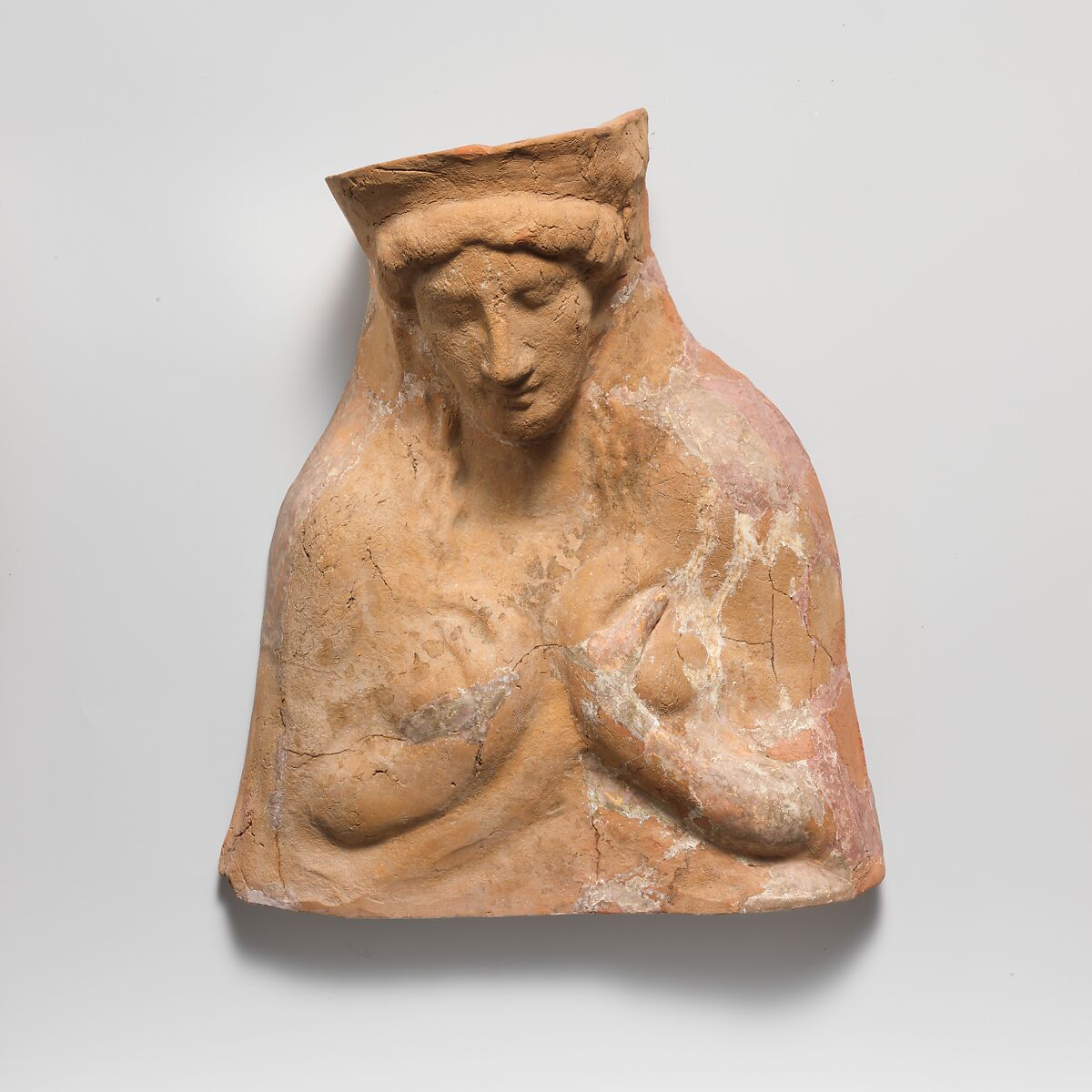 Terracotta relief with bust of a woman, Terracotta, East Greek 