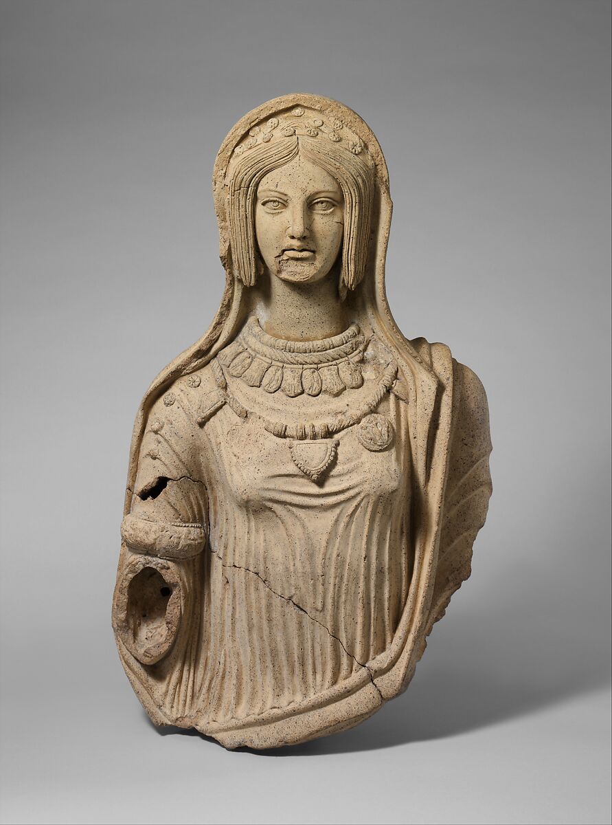 Terracotta statue of a young woman, Terracotta, Etruscan 