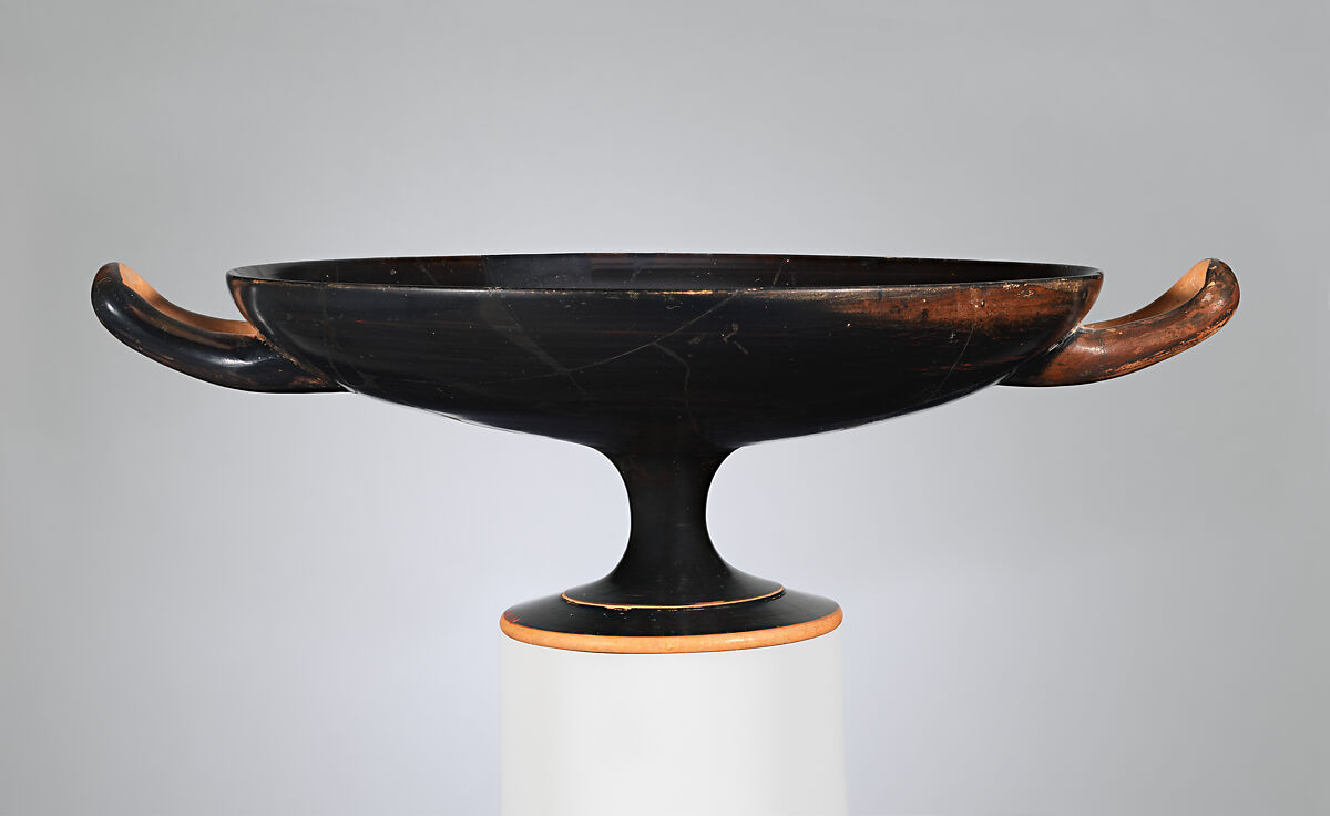 Terracotta kylix (drinking cup), Attributed to the Brygos Painter, Terracotta, Greek, Attic