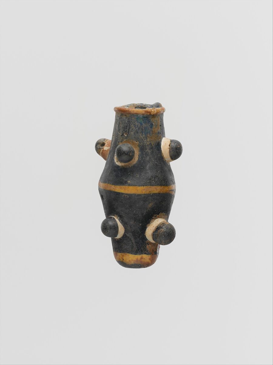 Bi-conical glass bead, Glass, Possibly Carthaginian 