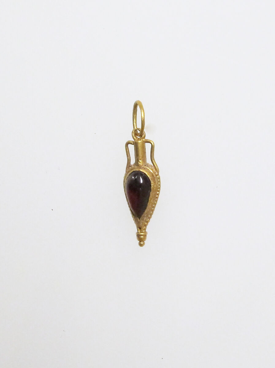 Pendant in the form of an amphora, Gold, garnet, Phrygian 