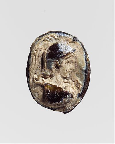 Glass cameo: bust of Athena