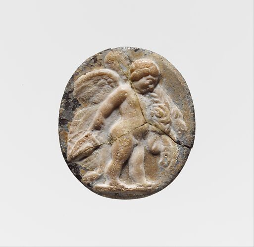 Glass cameo: winged Eros