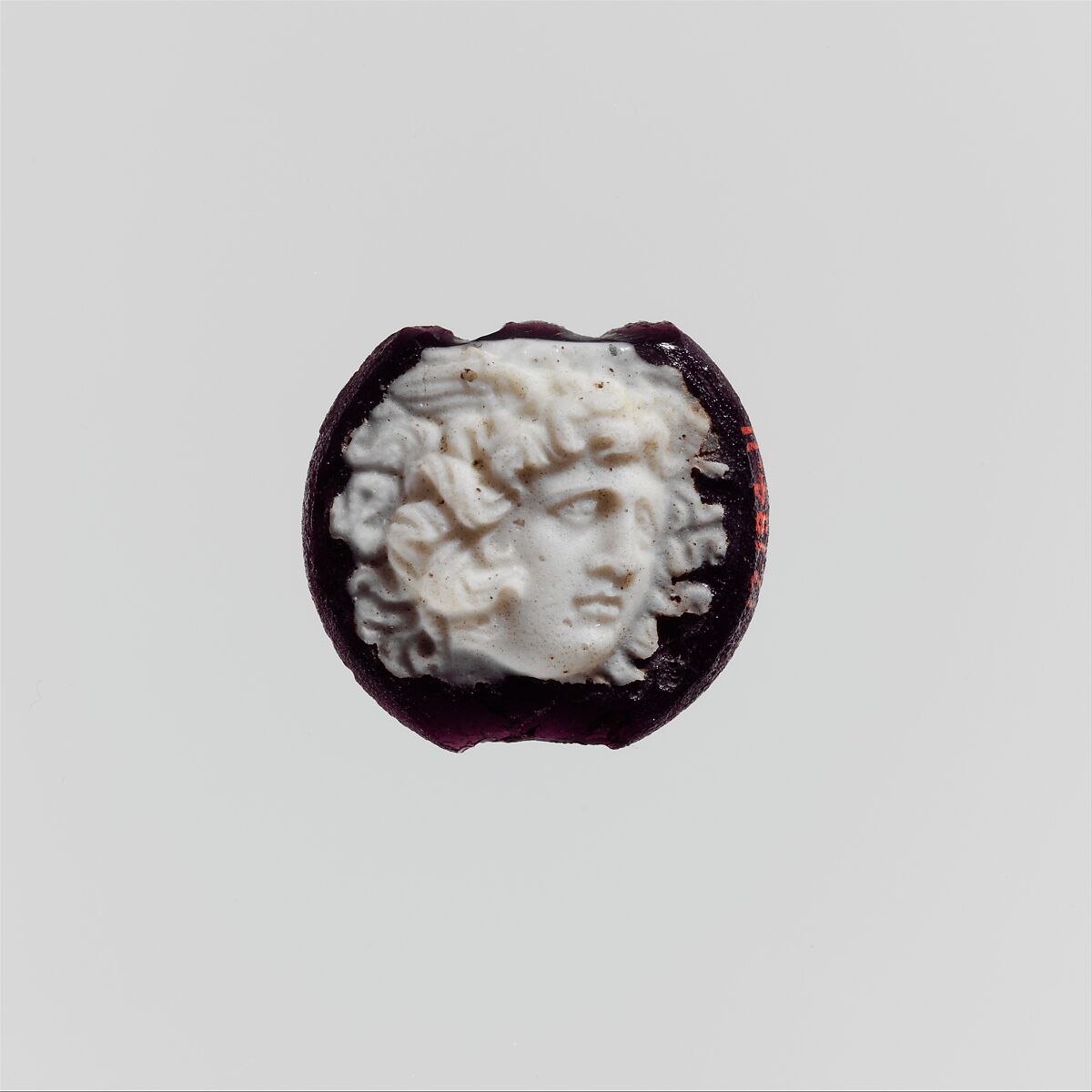 Cameo glass disk with Medusa head, Glass, Roman 