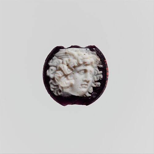 Cameo glass disk with Medusa head