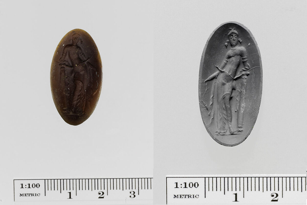 Glass ring stone, Glass, brown, Greek