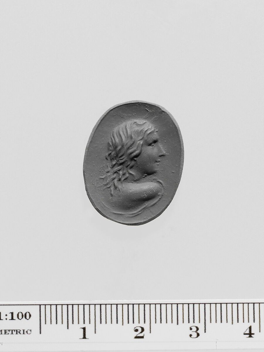 Glass ring stone, Glass, blue paste, Greek