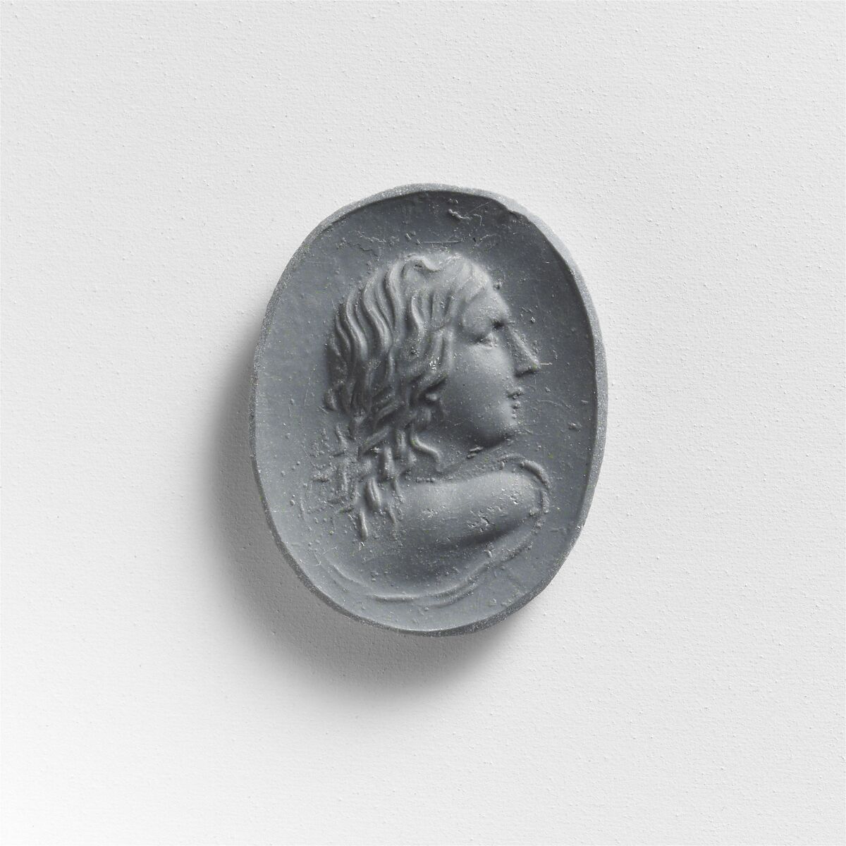 Glass ring stone, Glass, blue paste, Greek