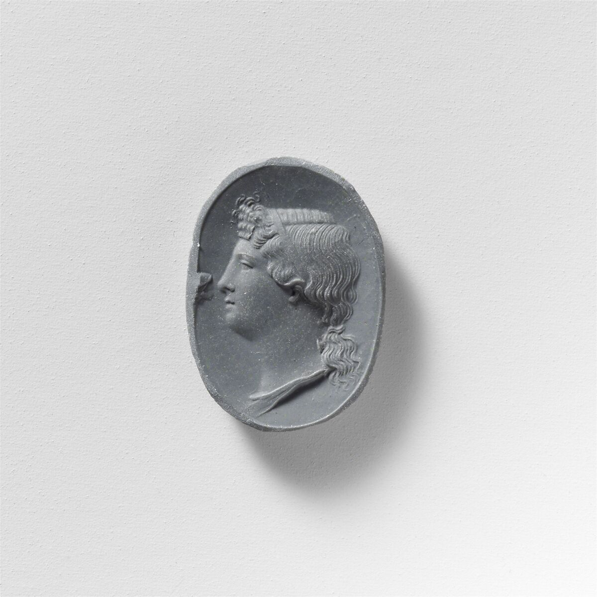 Glass ring stone, Glass, blue paste, Greek