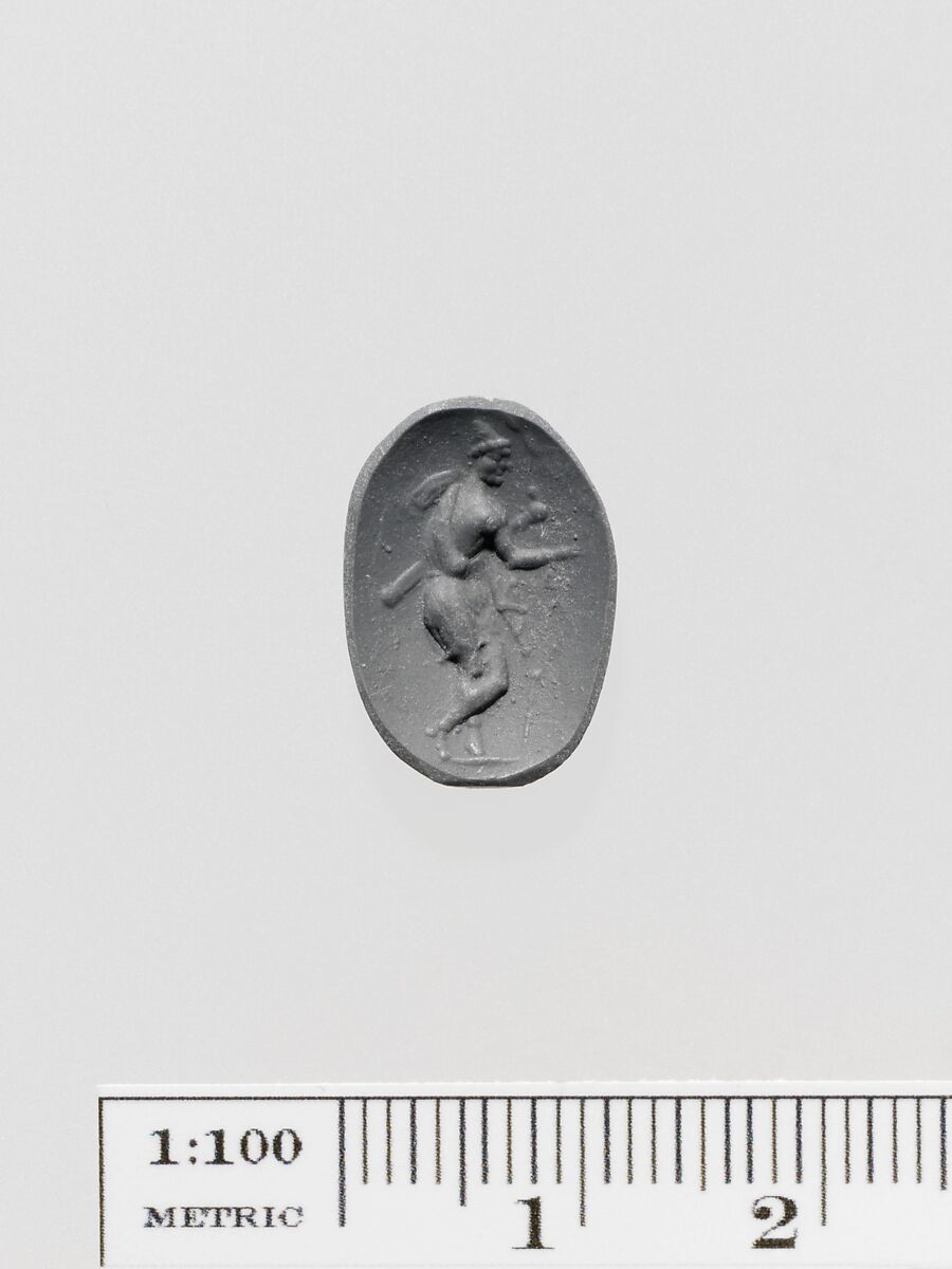 Glass ring stone, Glass, brown, Italic