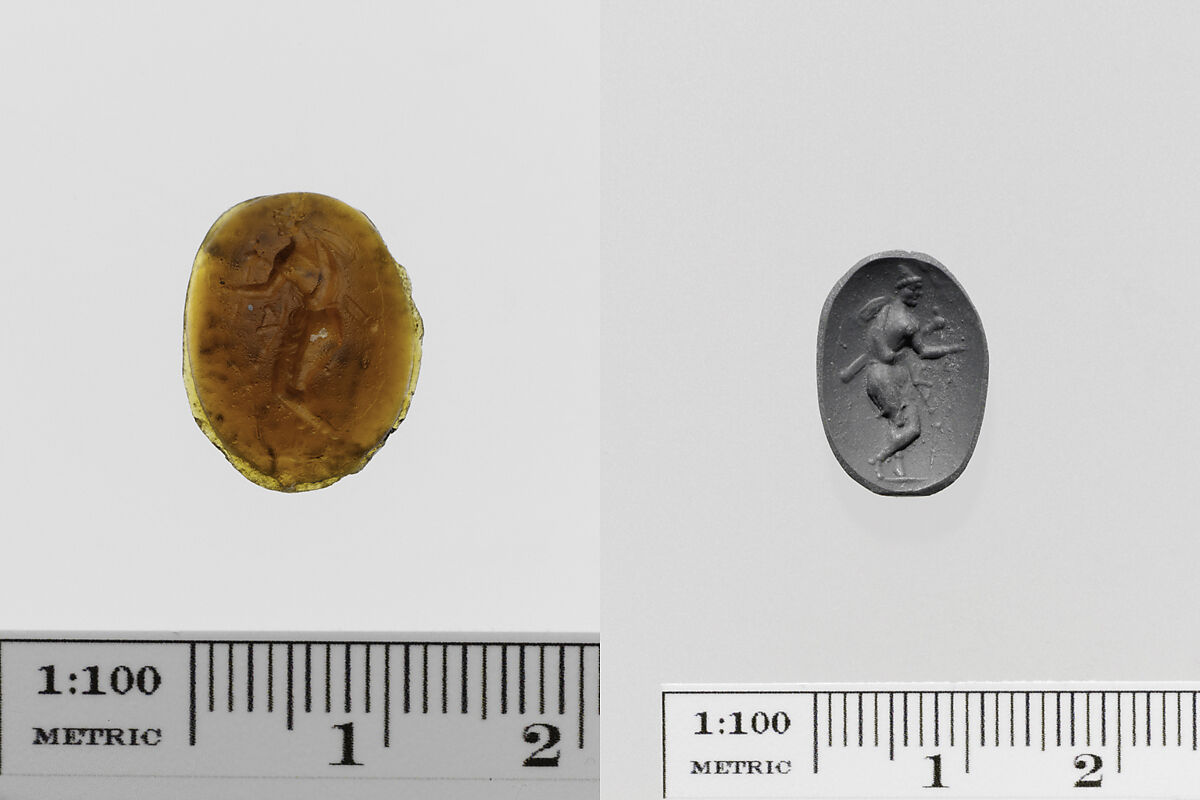 Glass ring stone, Glass, brown, Italic