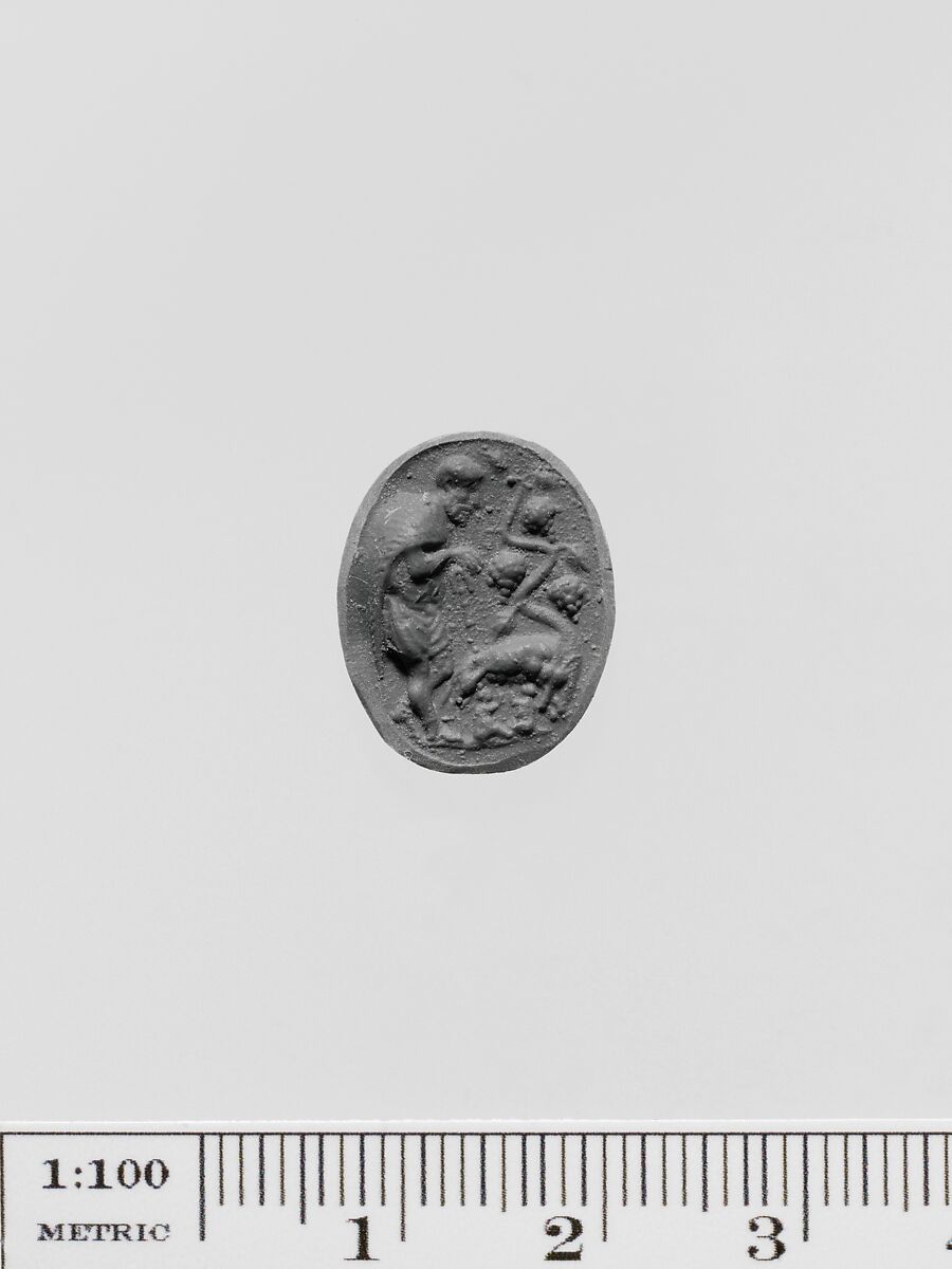 Opaque blue glass oval engraved gem, Glass, opaque blue paste, Roman