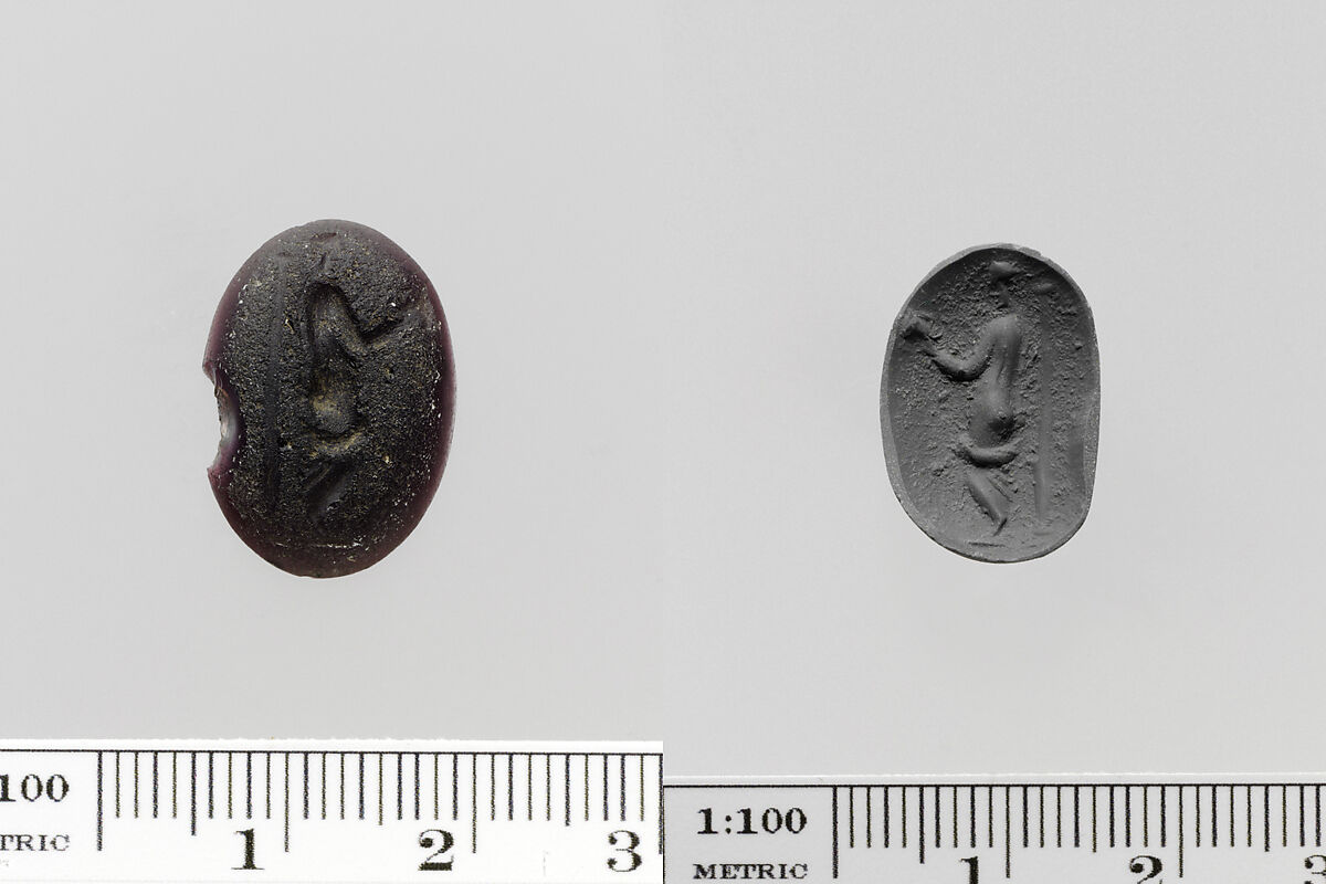 Glass ring stone, Glass, purple paste, Roman