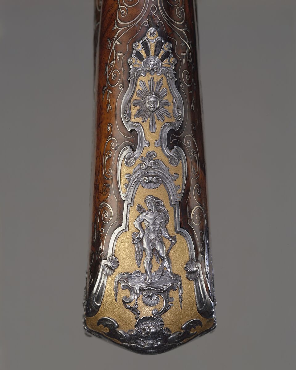 Flintlock Gun, Louis Jaley (French, Saint-Etienne 1696–1773), Steel, gold, wood, silver, French, Saint-Etienne