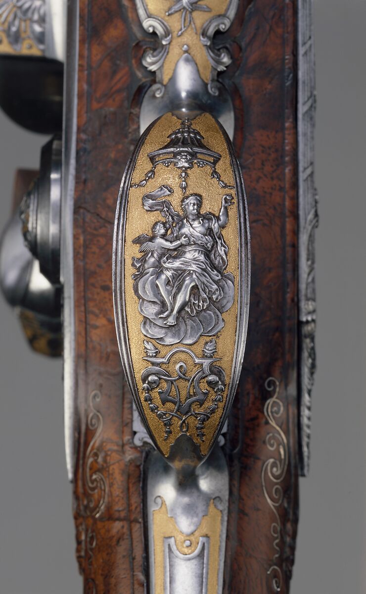 Flintlock Gun, Louis Jaley (French, Saint-Etienne 1696–1773), Steel, gold, wood, silver, French, Saint-Etienne
