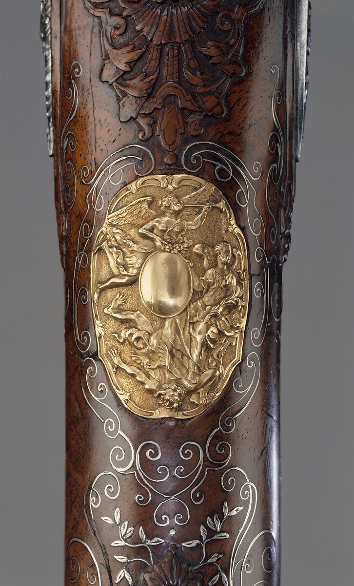 Flintlock Gun, Louis Jaley (French, Saint-Etienne 1696–1773), Steel, gold, wood, silver, French, Saint-Etienne