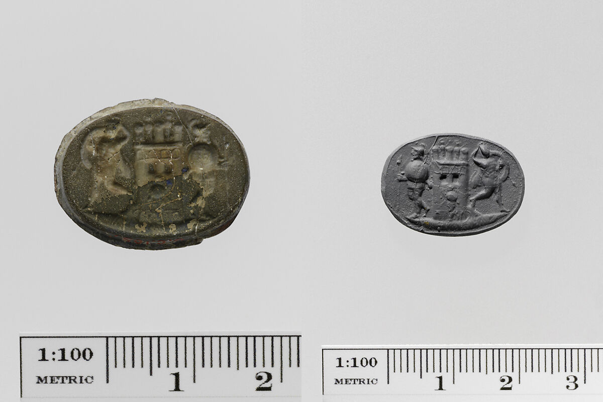 Blue glass ring stone, Glass, blue paste, Italic