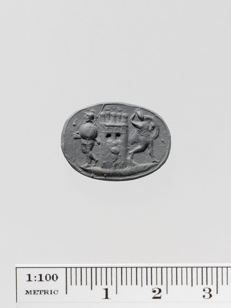 Blue glass ring stone, Glass, blue paste, Italic