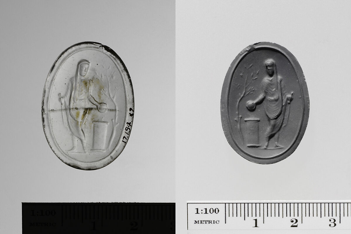 Colorless glass ring stone, Glass, transparent paste, Roman
