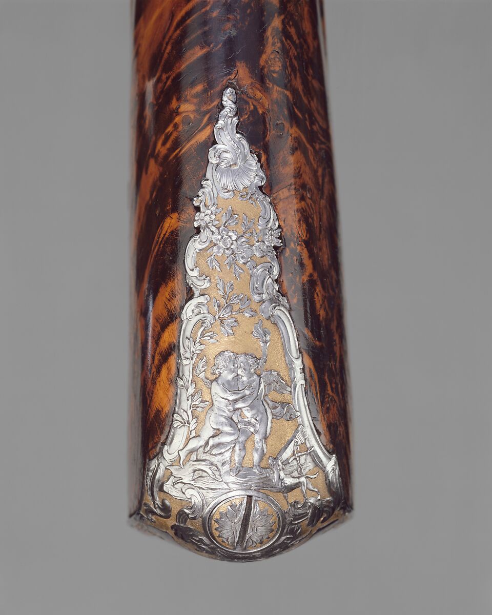 Gun with Flintlock a la moda, Gabriel de Algora (Spanish, Madrid, documented 1733–died 1761), Steel, gold, wood, Spanish, Madrid