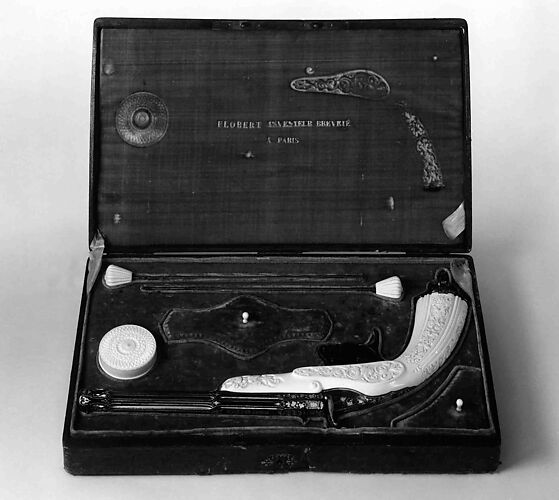 Breech-Loading Rimfire Cartridge Pistol with Case and Accessories