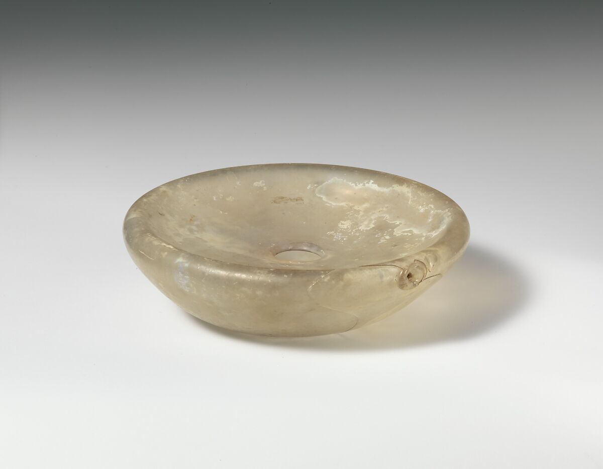 Glass bowl, possibly an inkwell, Glass, Roman 