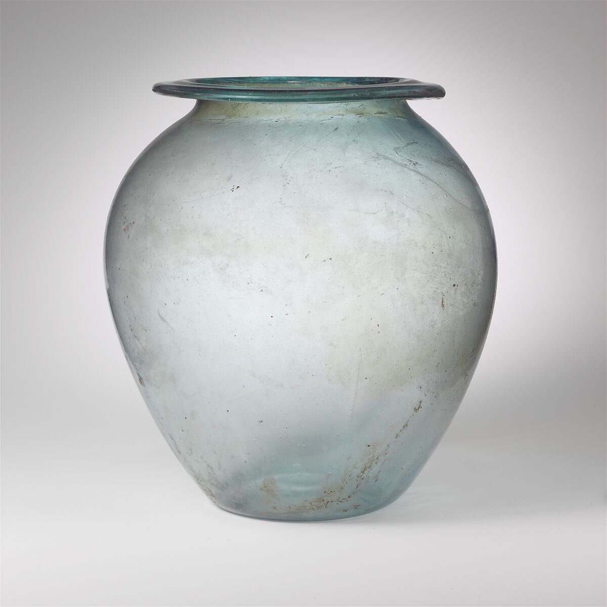 Glass cinerary urn (olla), Glass, Roman 