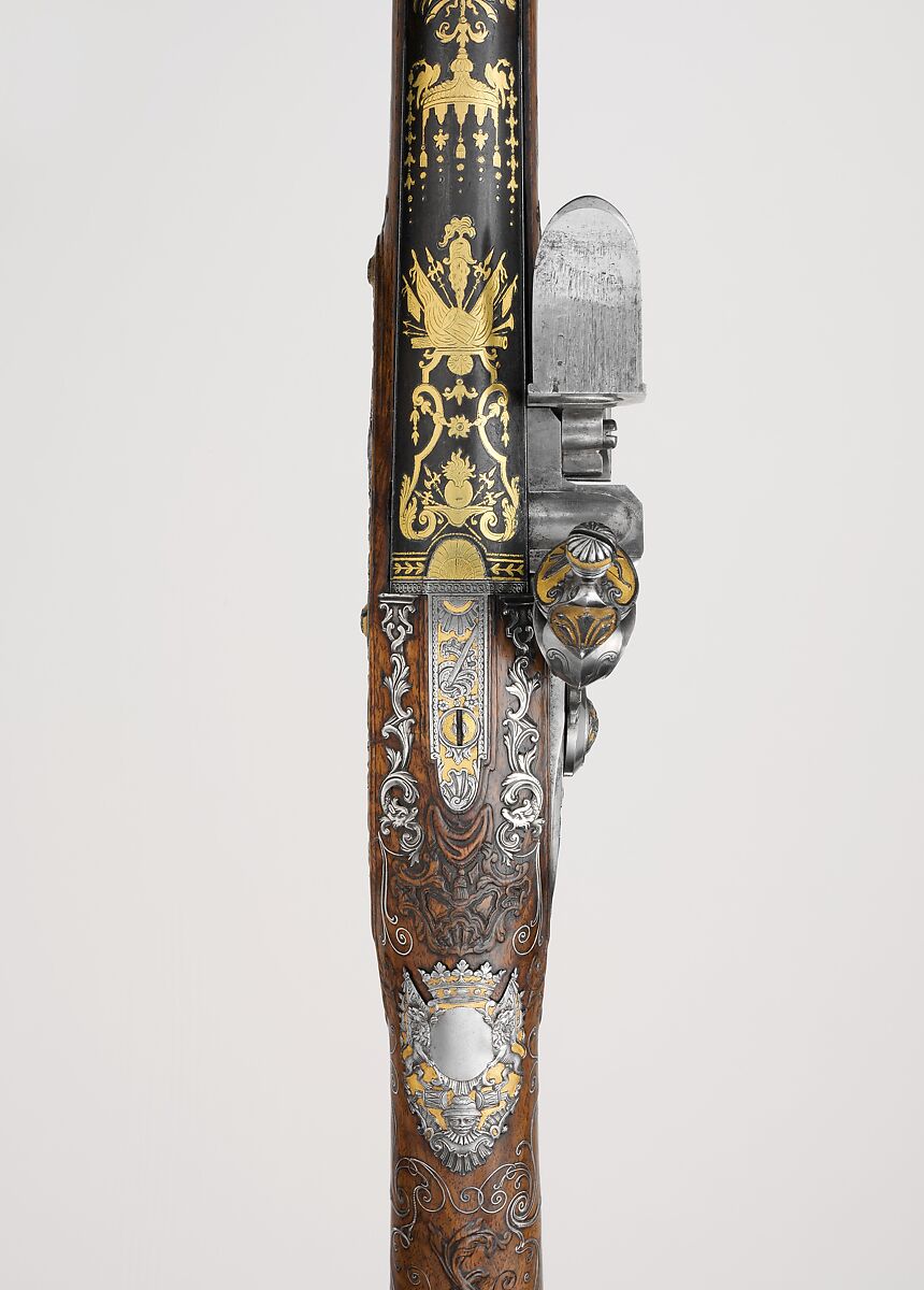 Flintlock Gun, Le Faure (French, Paris, active ca. 1750–90), Steel, gold, wood (walnut), silver, French, Paris