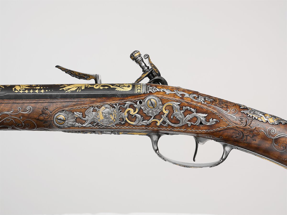Flintlock Gun, Le Faure (French, Paris, active ca. 1750–90), Steel, gold, wood (walnut), silver, French, Paris