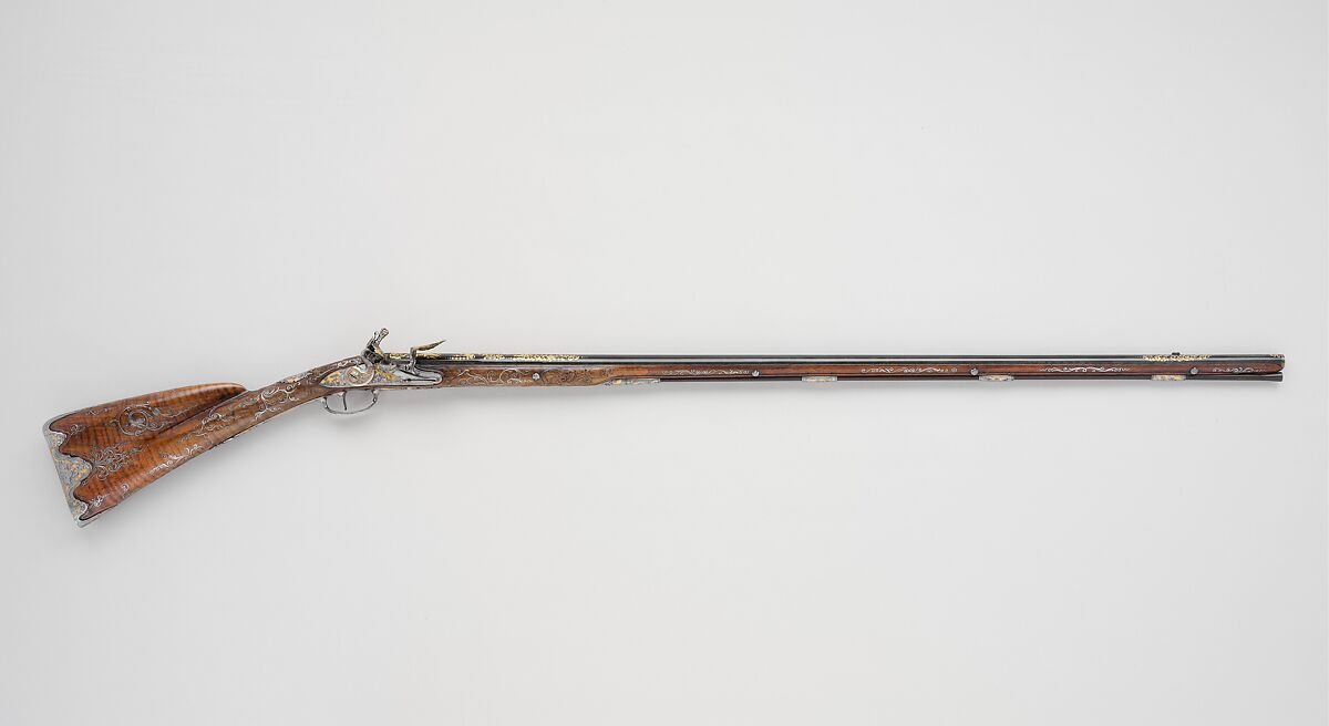 Flintlock Gun, Le Faure (French, Paris, active ca. 1750–90), Steel, gold, wood (walnut), silver, French, Paris 