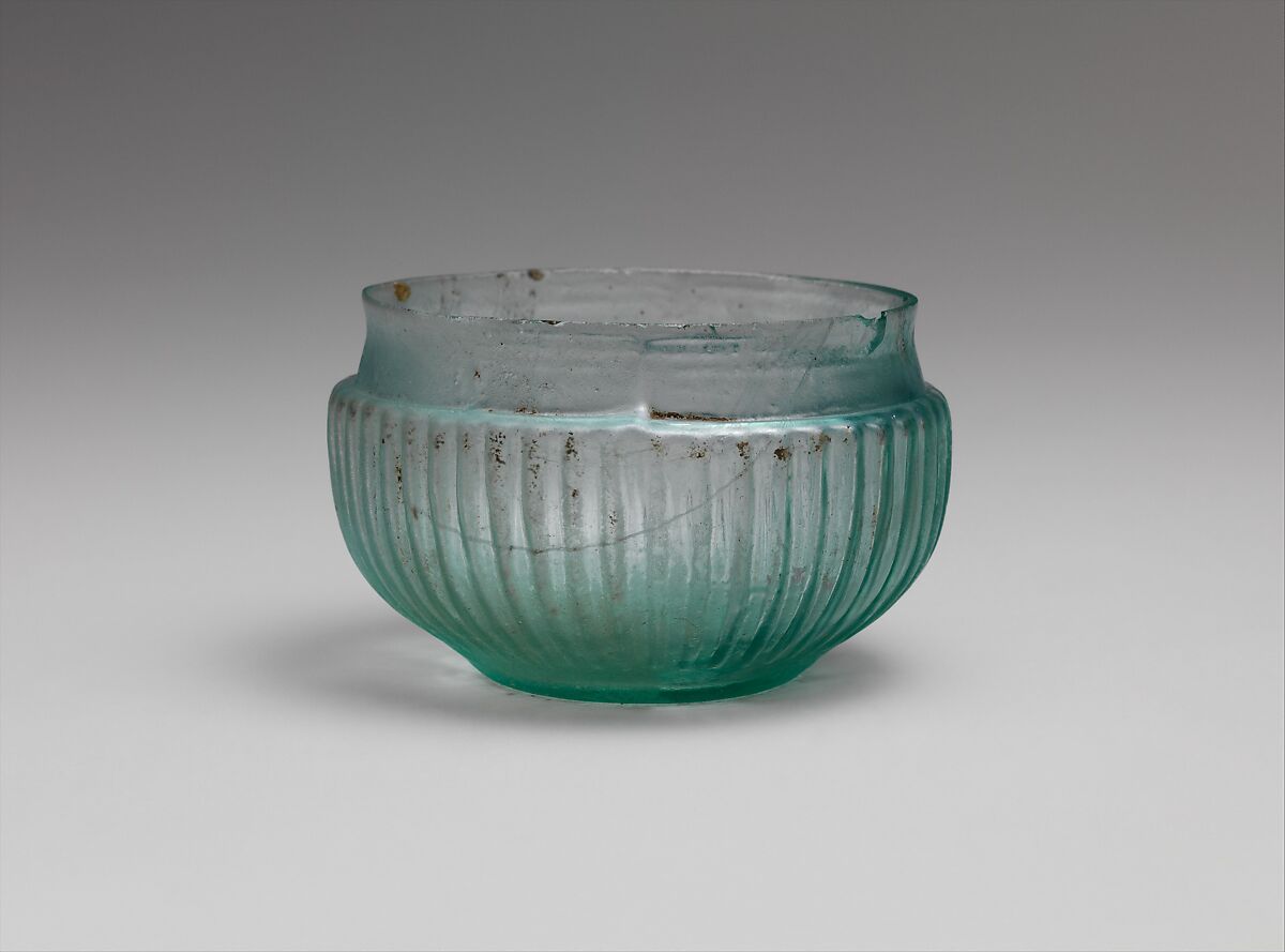 Glass ribbed bowl, Glass, Roman