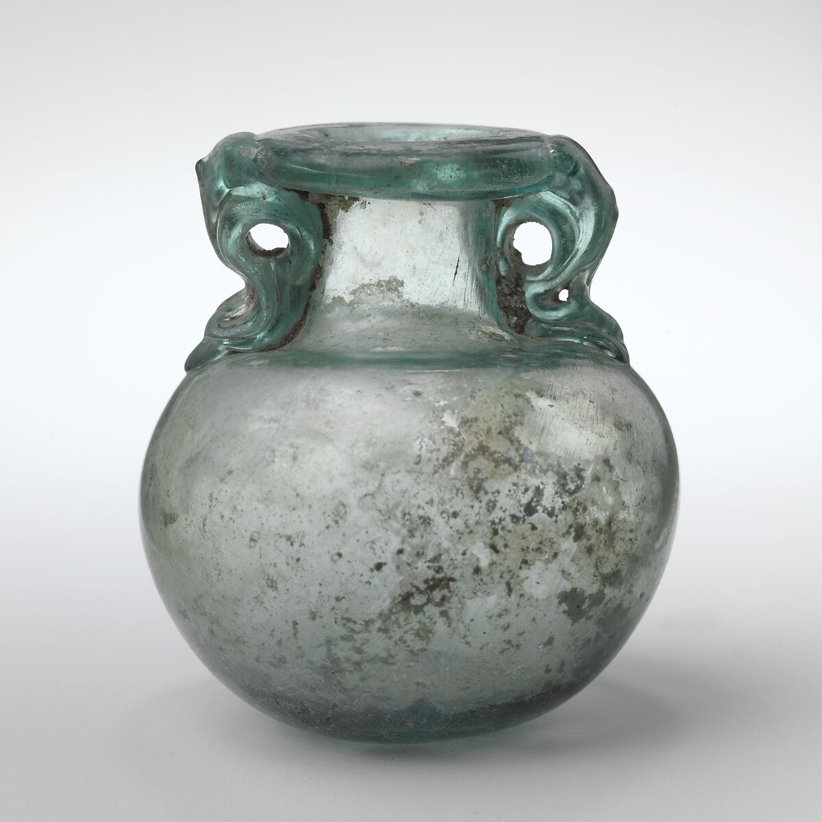 Glass aryballos (oil bottle), Glass, Roman 