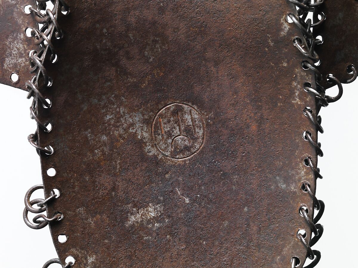 Left Leg Defense (Greave), Steel, iron, silver, gold, tin, leather, Turkish, Istanbul (?)
