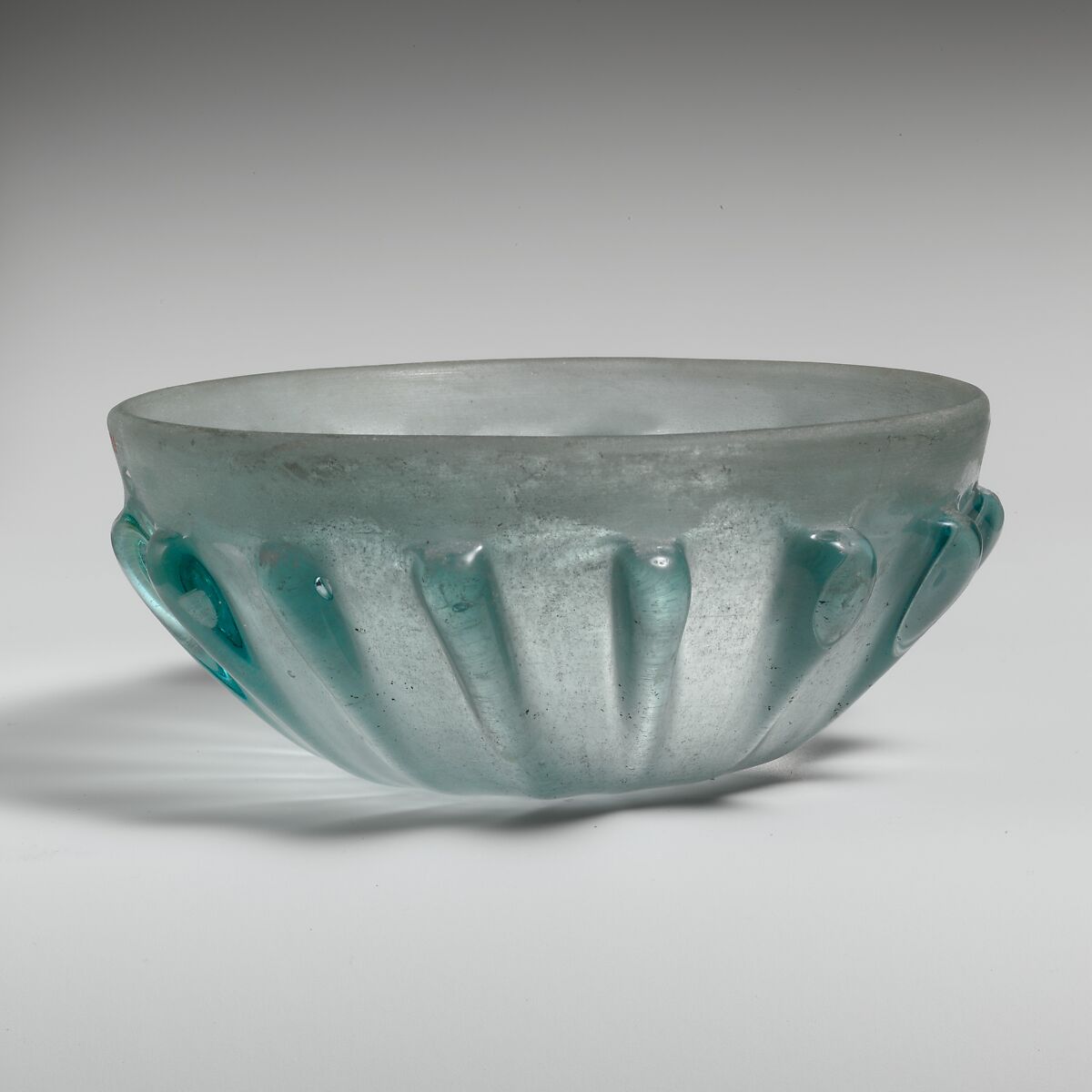 Glass ribbed bowl, Glass, Roman 