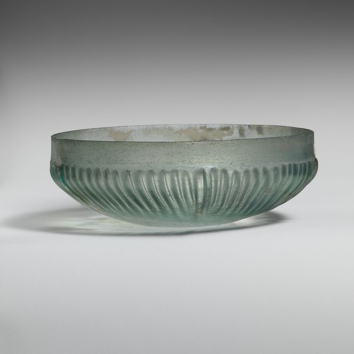 Glass ribbed bowl, Glass, Roman 