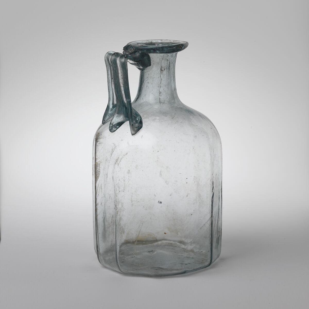 Glass polygonal jug, Glass, Roman 