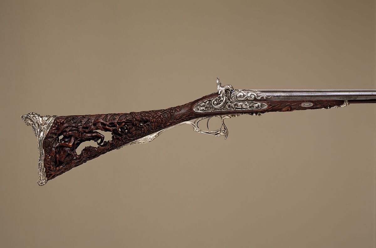 Double-Barreled Percussion Shotgun, Louis Perrin (French, Paris, active 1823–65), Steel, wood (walnut), silver, French, Paris 