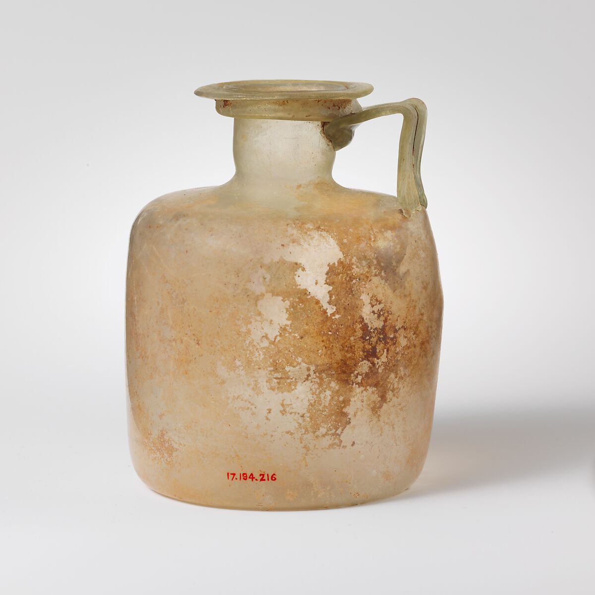 Glass one-handled bottle, Glass, Roman 