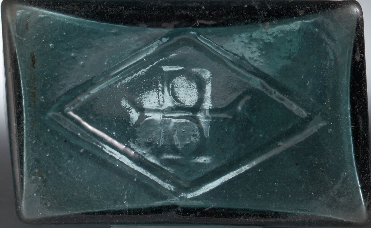 Glass rectangular bottle, Glass, Roman