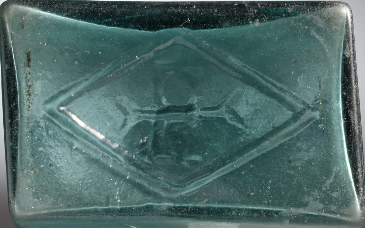 Glass rectangular bottle, Glass, Roman