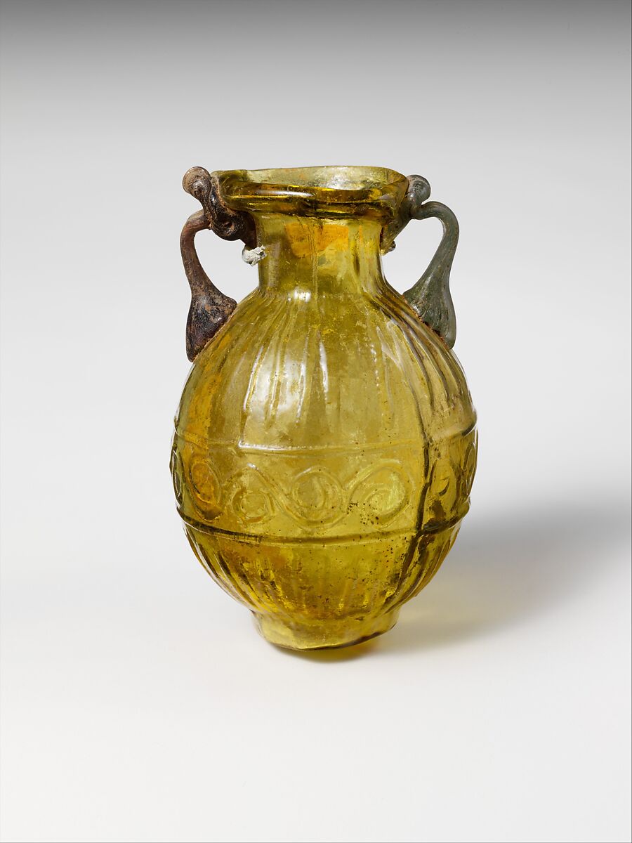 Glass amphoriskos (flask), Glass, Roman 