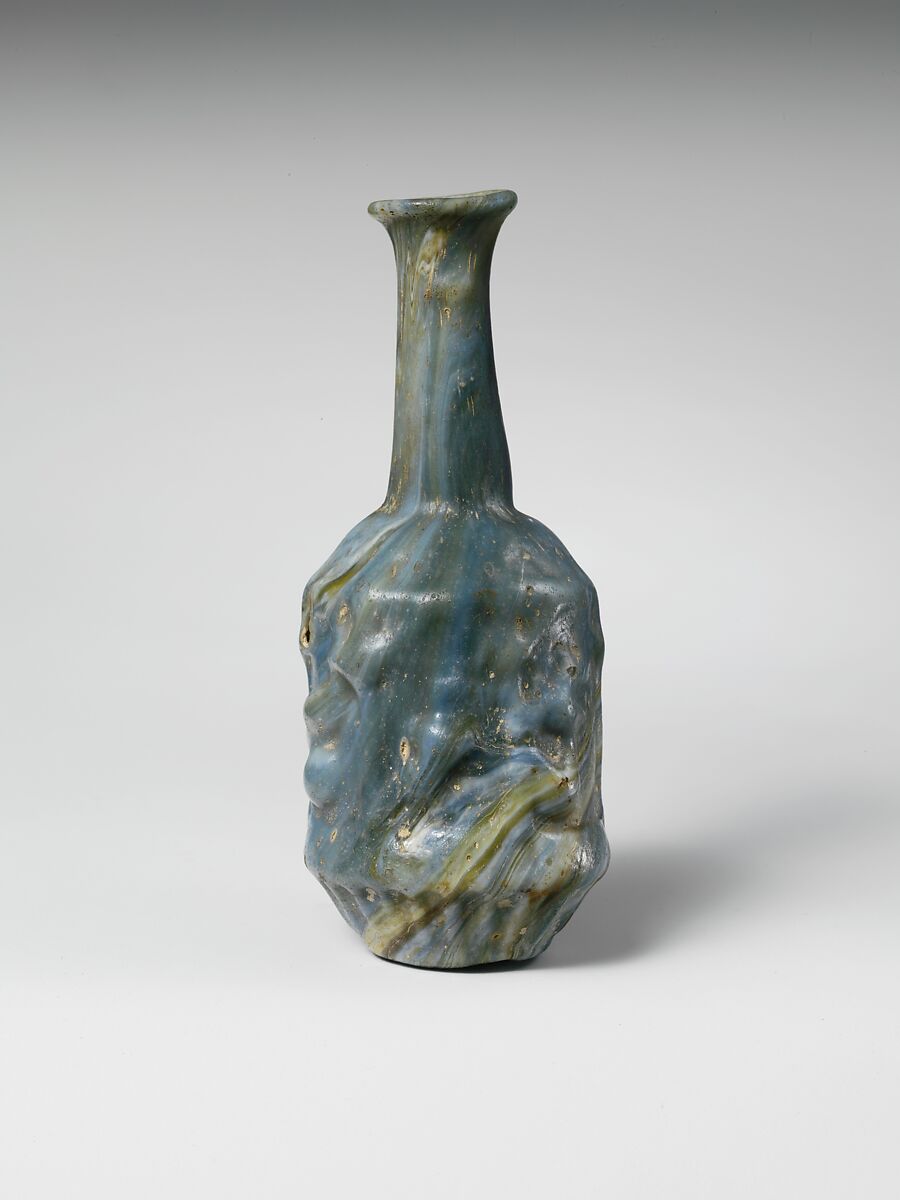 Glass hexagonal bottle, Glass, Roman