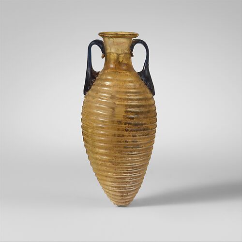 Glass amphoriskos with horizontal ribs