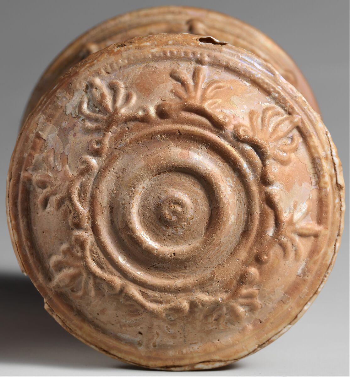 Glass pyxis with lid, Glass, Roman