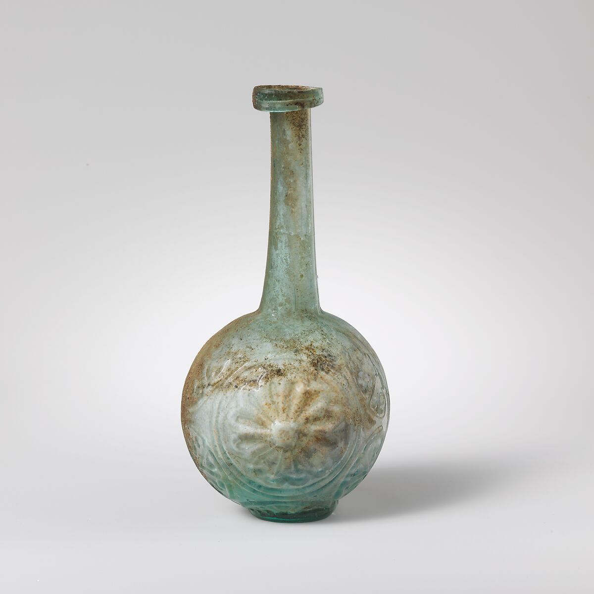 Glass globular bottle, Glass, Roman 